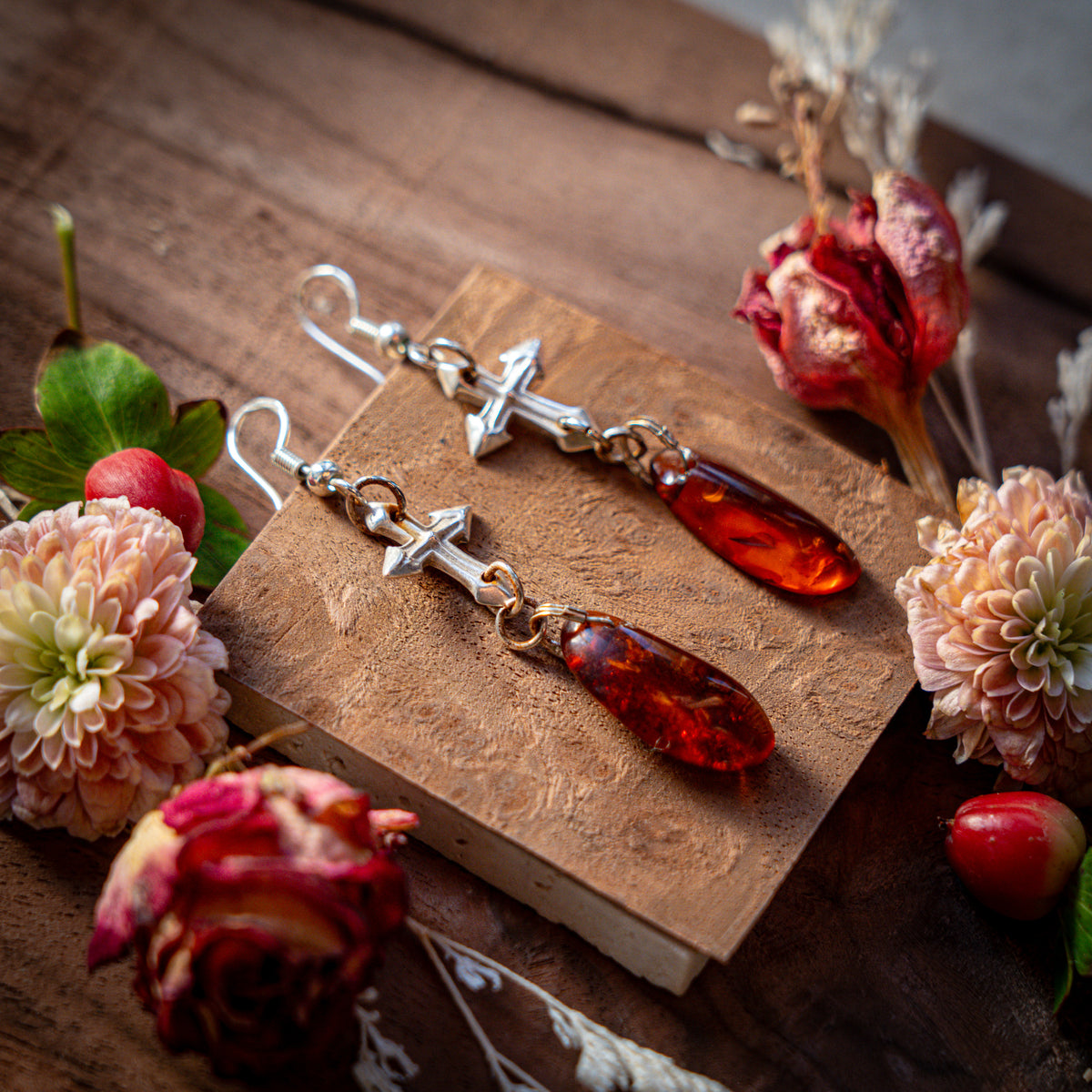Reliq Amber | Boucles d'oreilles en argent fin