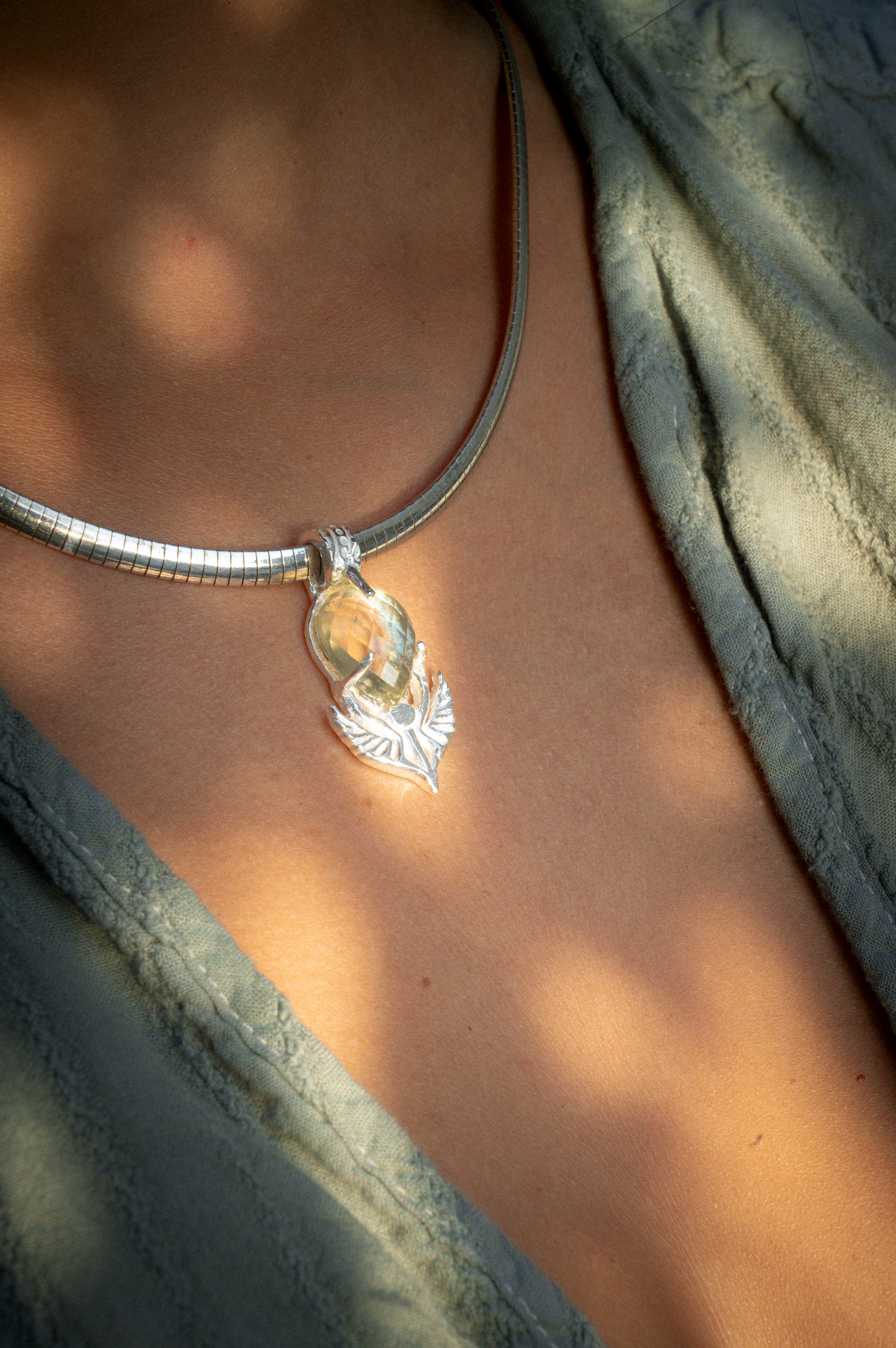 Guardian Golden Tektite | Fine Silver Pendant