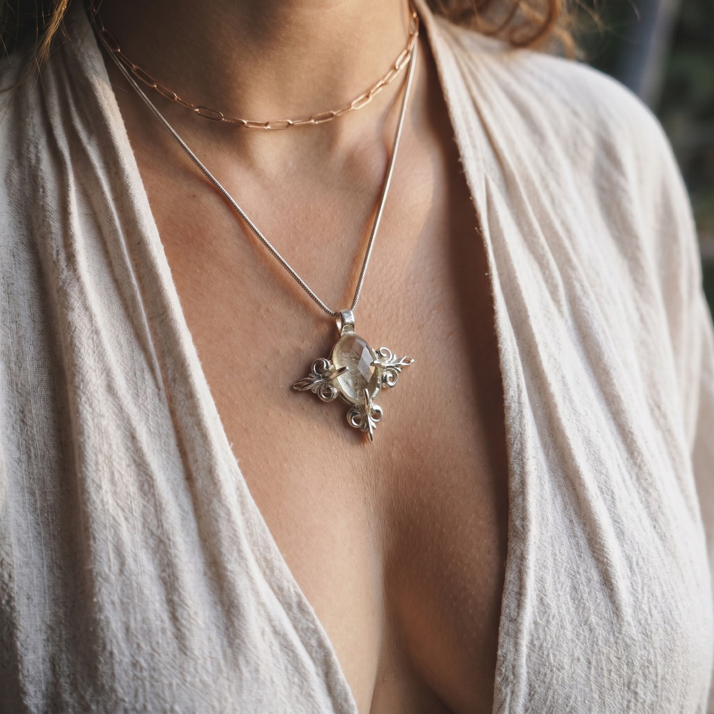 Aletheia Golden Tektite | Fine Silver Pendant