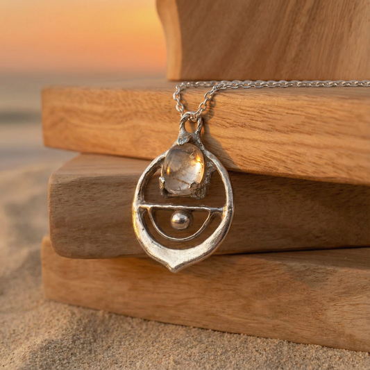 Maya Rutilated Quartz | Fine Silver Pendant