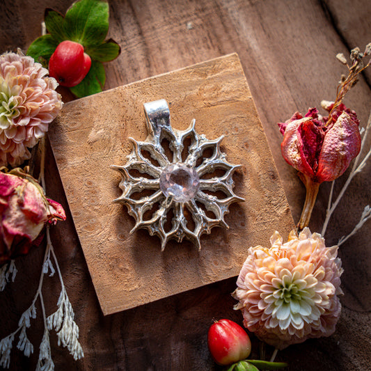 Sancta Rose Quartz | Fine Silver Pendant