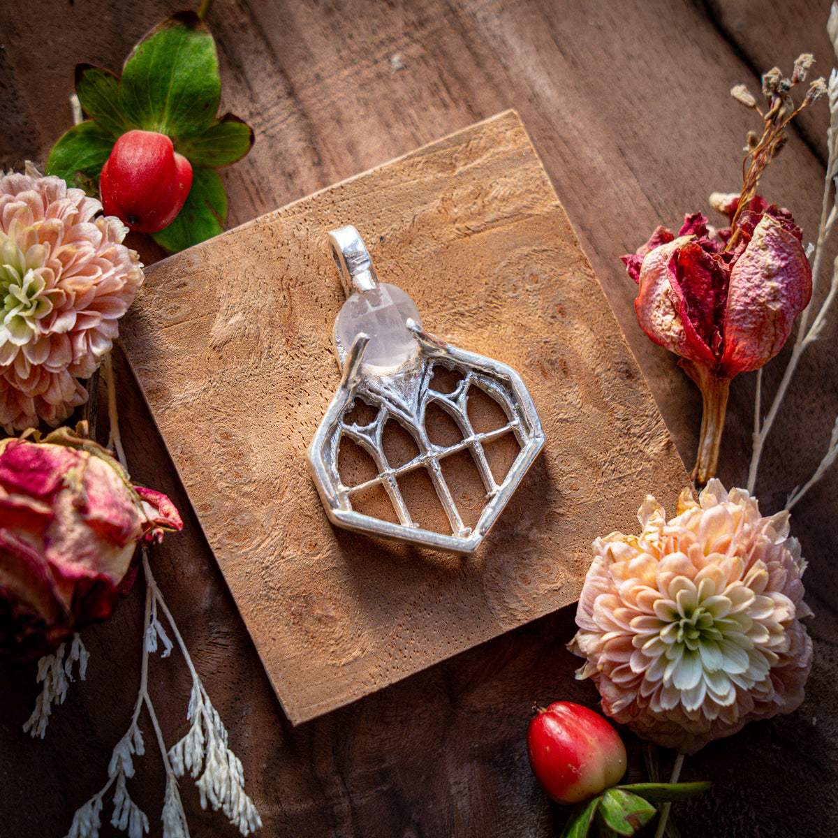 Sophia Rose Quartz | Fine Silver Pendant