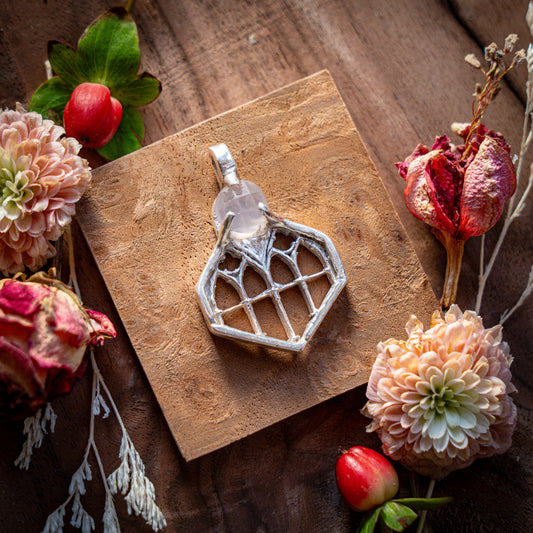 Sophia Rose Quartz | Fine Silver Pendant