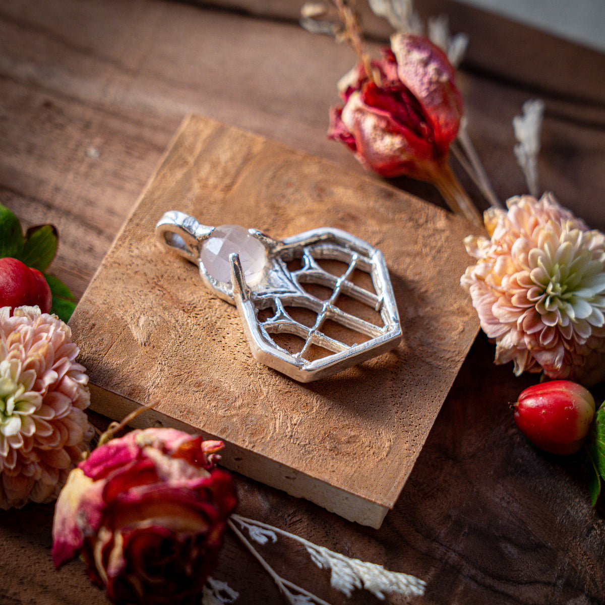 Sophia Rose Quartz | Fine Silver Pendant
