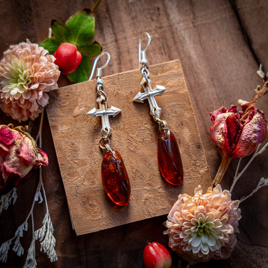 Reliq Amber | Boucles d'oreilles en argent fin