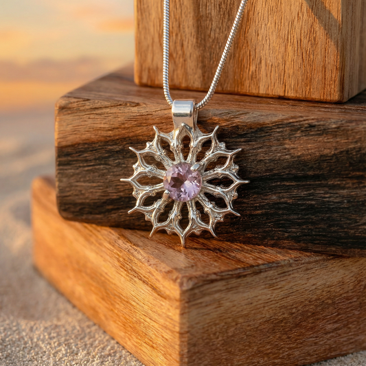 Sancta Rose Quartz | Fine Silver Pendant
