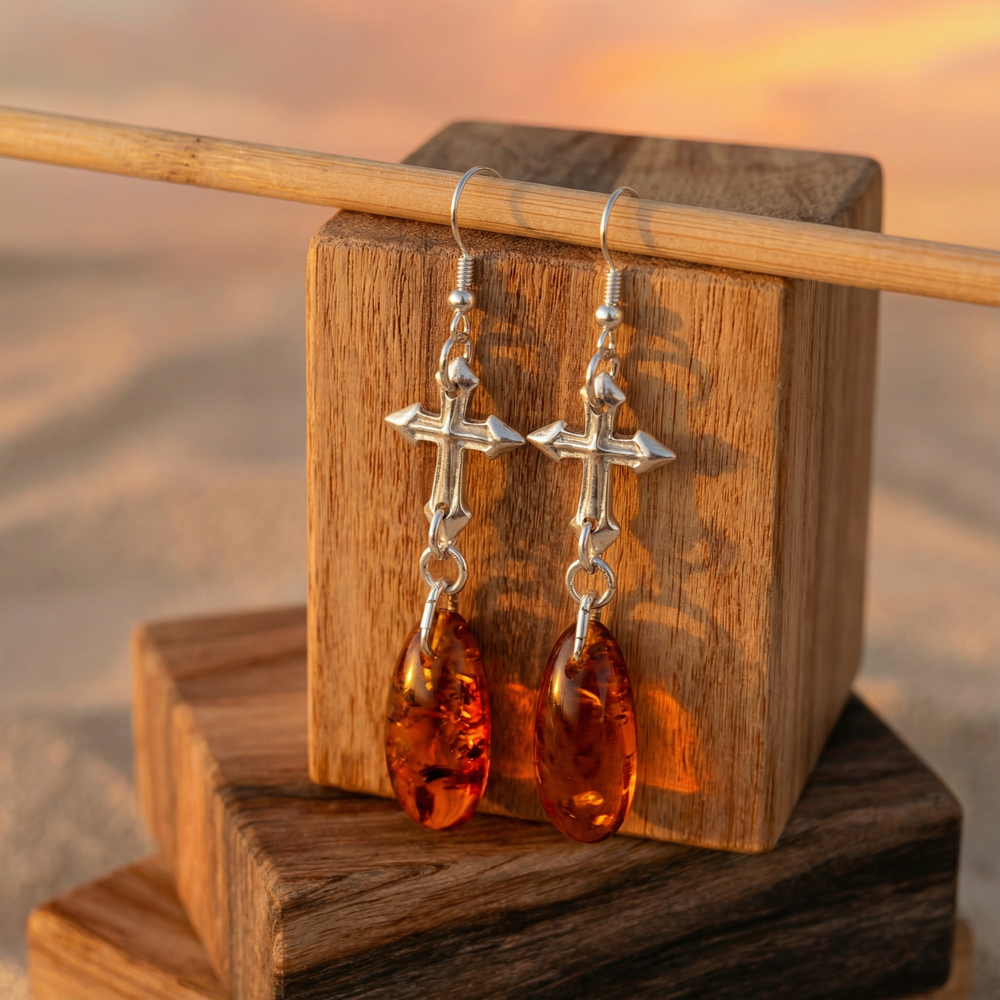 Reliq Amber | Boucles d'oreilles en argent fin