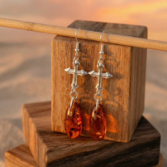 Reliq Amber | Fine Silver Earrings