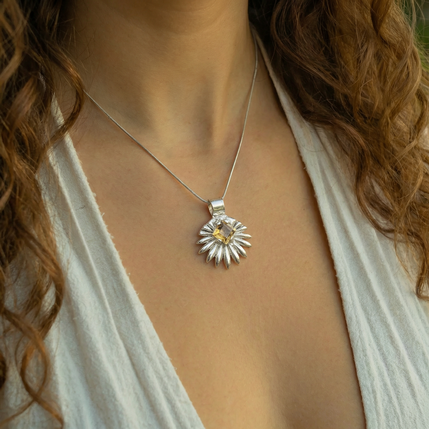 Aurora Citrine | Fine Silver Pendant
