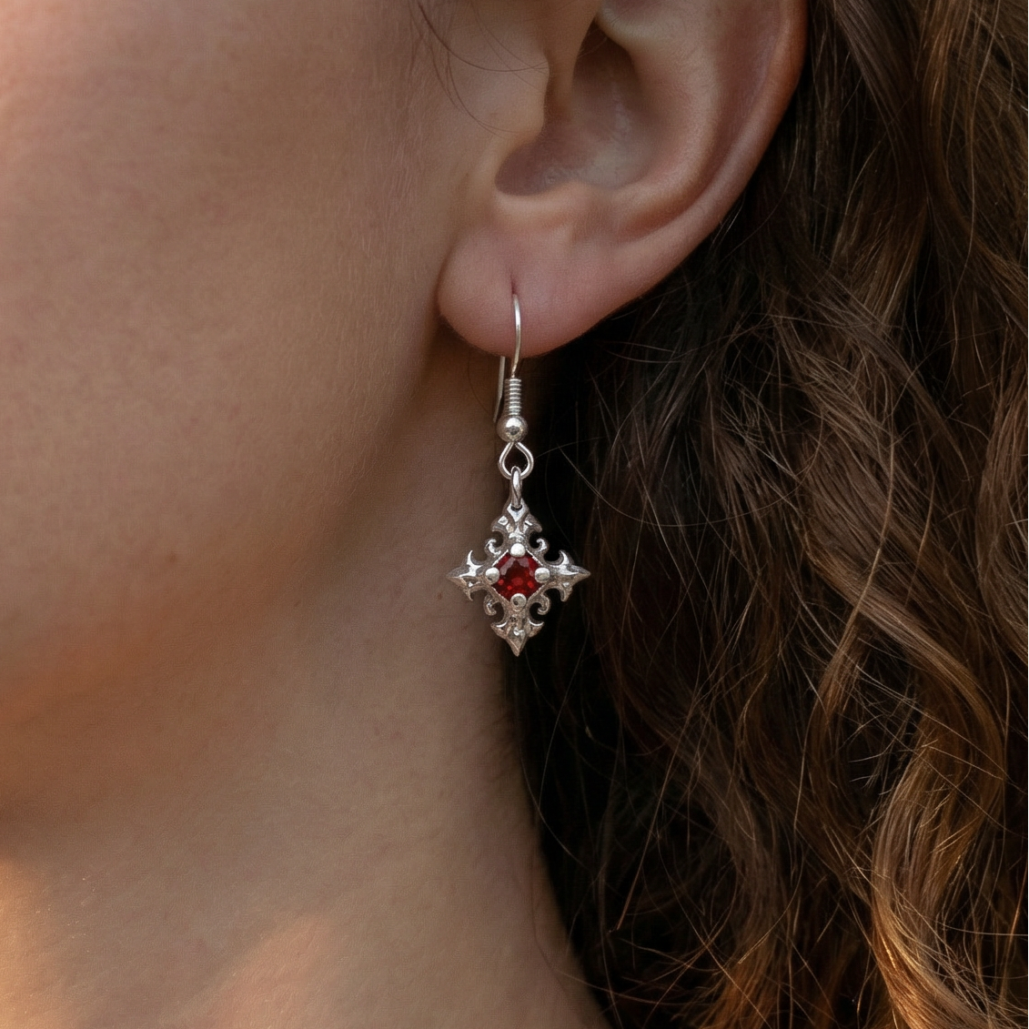 Ivara Grenat Péridot | Boucles d'oreilles en argent fin