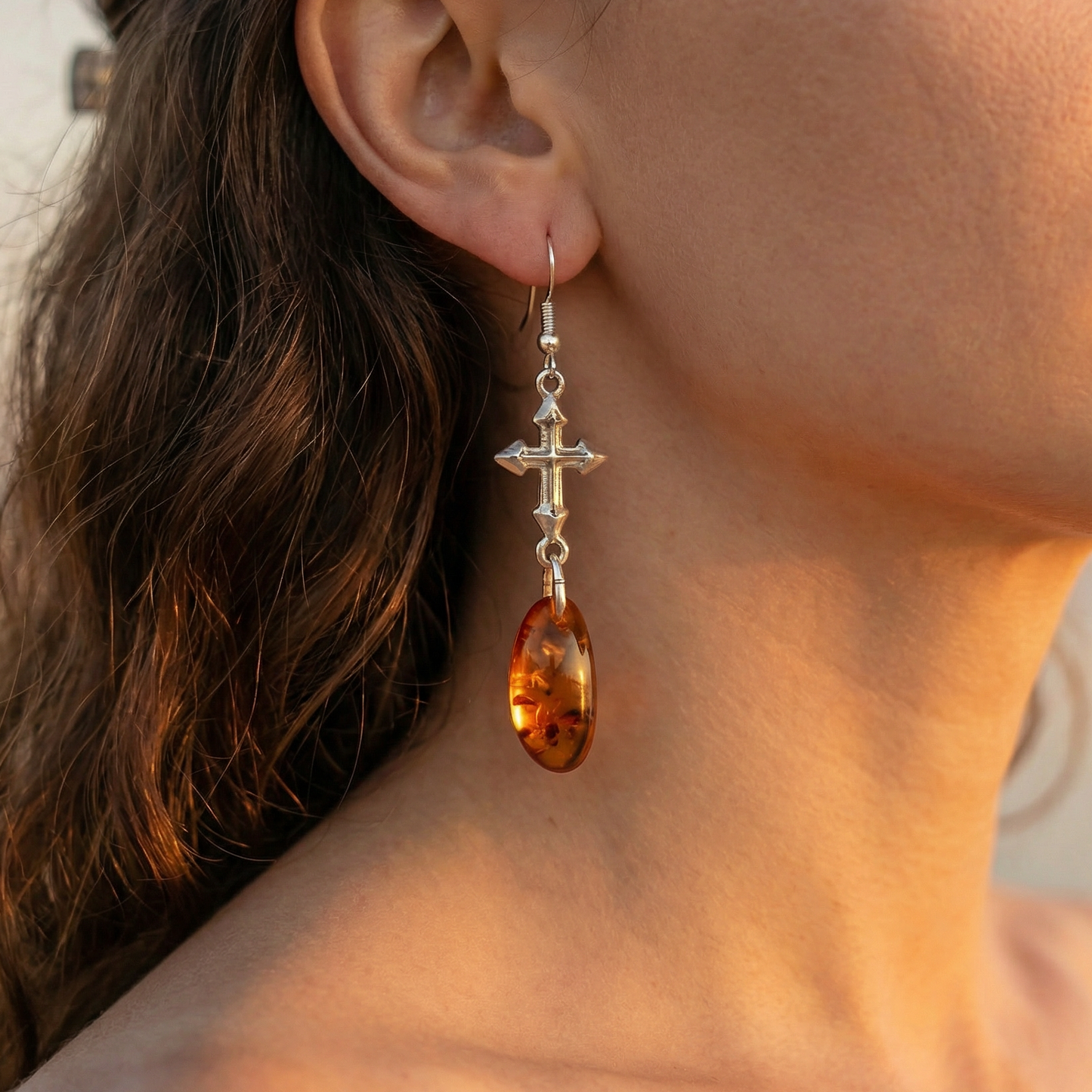 Reliq Amber | Boucles d'oreilles en argent fin