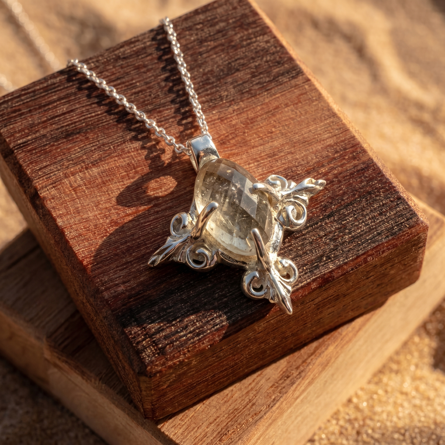 Aletheia Golden Tektite | Fine Silver Pendant