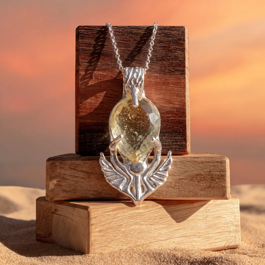 Guardian Golden Tektite | Fine Silver Pendant